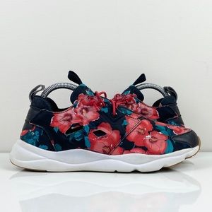 Reebok Furylite Floral Black Red Teal Women's Athletic Running Shoes Size 8.5